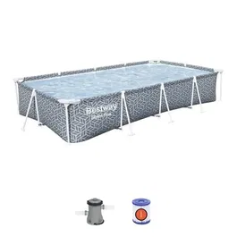 Bestway Kit Piscina Tubular elevada Steel Pro 366 x 201 x 66 cm, Rectangular, incluye depuradora de cartucho