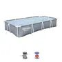 Bestway Kit Piscina Tubular elevada Steel Pro 366 x 201 x 66 cm, Rectangular, incluye depuradora de cartucho