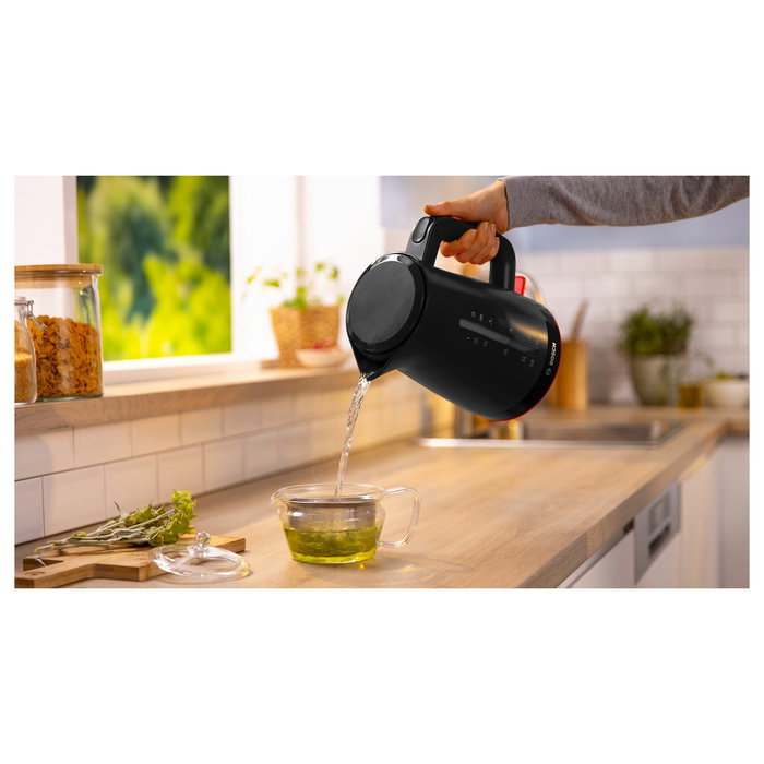 Bosch Wasserkocher TWK3M123, Negro, 1.7 Litros, 2400 W, con Apagado Automático, Sin Cables y Filtro Antical