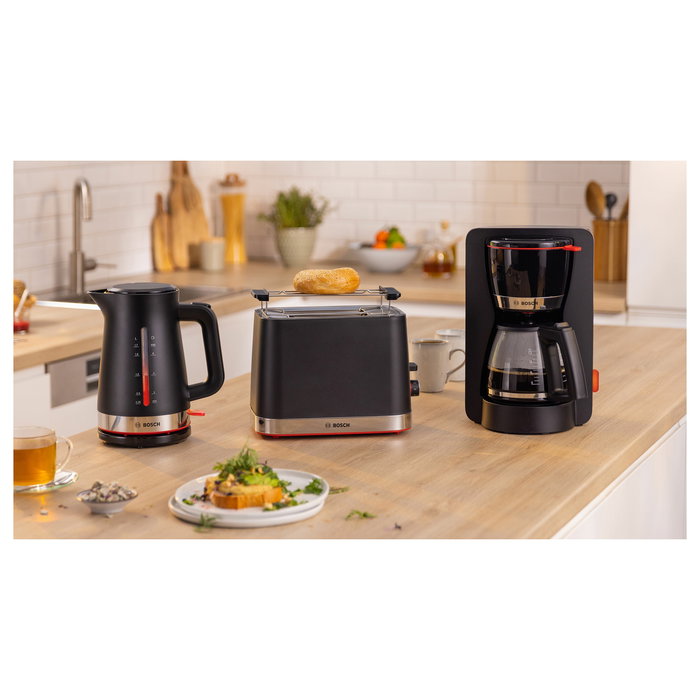 Bosch Wasserkocher TWK3M123, Negro, 1.7 Litros, 2400 W, con Apagado Automático, Sin Cables y Filtro Antical