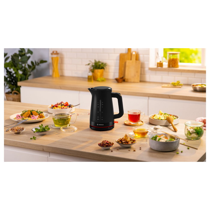 Bosch Wasserkocher TWK3M123, Negro, 1.7 Litros, 2400 W, con Apagado Automático, Sin Cables y Filtro Antical