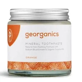 GEORGANICS Dentífrico Mineral Naranja Crema 120ml, Sin Flúor, Vegano, Certificado Orgánico