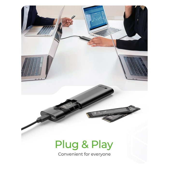 ICY BOX Spade Case 1806 Caja Externa SSD NVMe M.2 USB 3.2 Gen 2 Tipo C 10 Gbit/s para Unidades de 22-80mm, Aluminio Negro