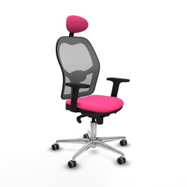PIQUERAS Y CRESPO Silla de oficina Jorquera con mecanismo Sincro, Rosa y Gris