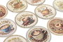 DKD Home Decor Set de 12 Posavasos de Dolomita y Corcho Café