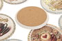 DKD Home Decor Set de 12 Posavasos de Dolomita y Corcho Café