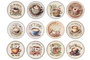 DKD Home Decor Set de 12 Posavasos de Dolomita y Corcho Café