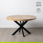 Mesa Comedor Natural-Negro Madera-Hierro 130 X 130 X 77 cm