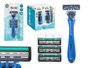 Berilo Maquinilla Afeitar Azul con 4 Recambios de 3 Hojas - Dimensiones 9.8 x 19.4 x 3 cm (Set de 24)