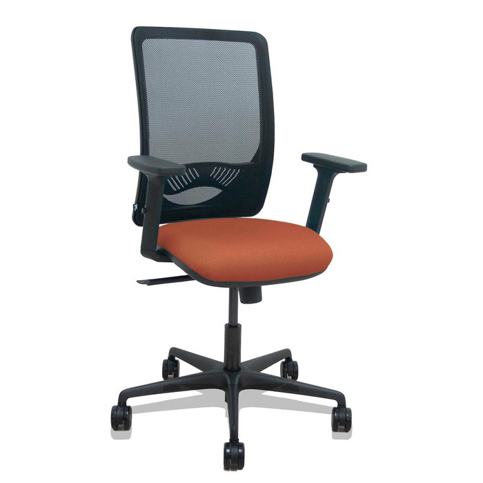 PIQUERAS Y CRESPO Silla Zulema con Mecanismo Sincro, Brazos 2D y Respaldo de Malla Negro/Asiento Marrón