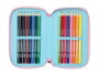 Safta Plumier Triple Estuche Escolar con 37 Piezas, Capacidad 12.5 x 19.5 x 5.5 cm, Para Material de Oficina y Papelería