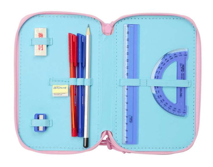 Safta Plumier Triple Estuche Escolar con 37 Piezas, Capacidad 12.5 x 19.5 x 5.5 cm, Para Material de Oficina y Papelería