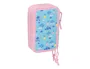 Safta Plumier Escolar Waves Stitch, Triple Cremallera, 37 Piezas, Dimensiones 195x125x55 mm