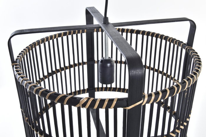 DKD Home Decor Lámpara de Techo Colonial Negro Bambú 40 x 35 x 40 cm