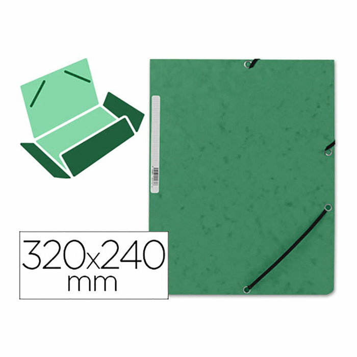 Q-connect Carpeta de Cartón Símil Prespán con Gomas y Solapas Verde