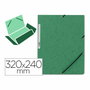 Q-connect Carpeta de Cartón Símil Prespán con Gomas y Solapas Verde