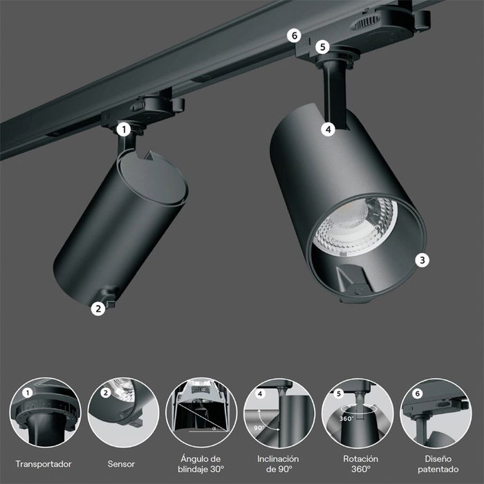 Hmy Foco Proyector IA 30W 2700K-6500K Negro Control por App, Sensor, 24°, Modo Ahorro