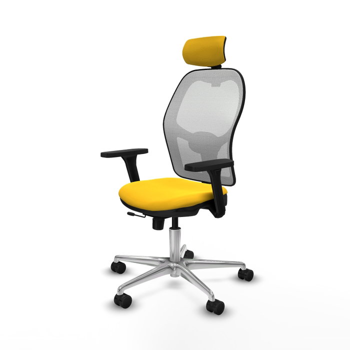 PIQUERAS Y CRESPO Silla de oficina Jorquera con mecanismo Sincro/Traslack, Amarillo y Blanco