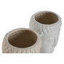 DKD Home Decor Set de 2 Maceteros de Cerámica Cara de Buda Blanco y Beige