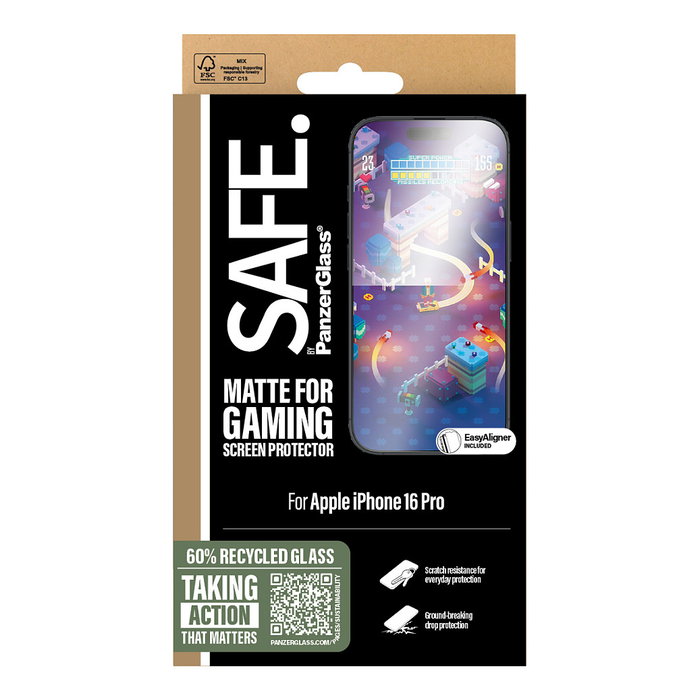 PanzerGlass SAFE Gaming iPhone 16 Pro UWF Protector de Pantalla para iPhone 16 Pro Resistente a Rayones y Golpes Transparente