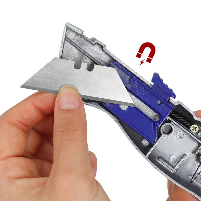 Workpro Cúter de Hoja Retráctil SK5 de Aleación de Aluminio con Almacenamiento Interno para 5 Cuchillas