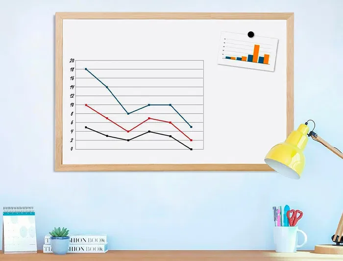 Q-connect Pizarra Blanca Melamina Marco Madera 60x40 cm