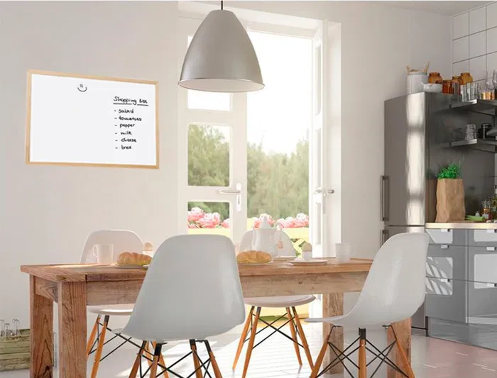 Q-connect Pizarra Blanca Melamina Marco Madera 60x40 cm