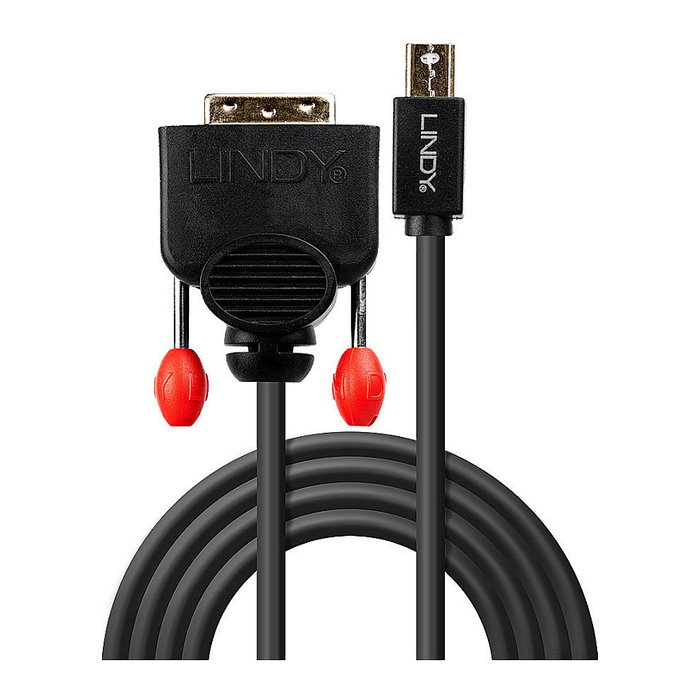 LINDY 41953 Cable Mini DisplayPort a DVI-D, 3 m, Negro, Macho-Macho, Resolución 1920 x 1200 Pixeles