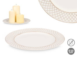 Giftdecor Portavelas Rombos Blanco Envejecido Ø 33 cm Oro (Set de 24)