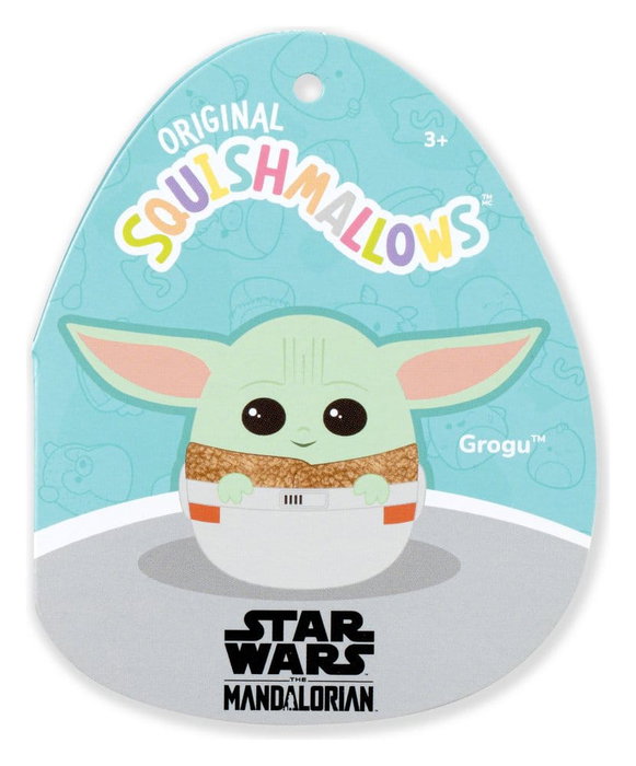Jazwares Squishmallows Star Wars Peluche Grogu en su bolsa de transporte 20 cm