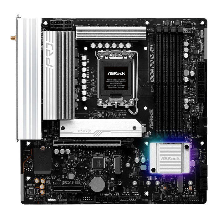 ASRock B860M Pro RS Wifi - Placa Base mATX (LGA 1851) con Wi-Fi, HDMI, DisplayPort, DDR5
