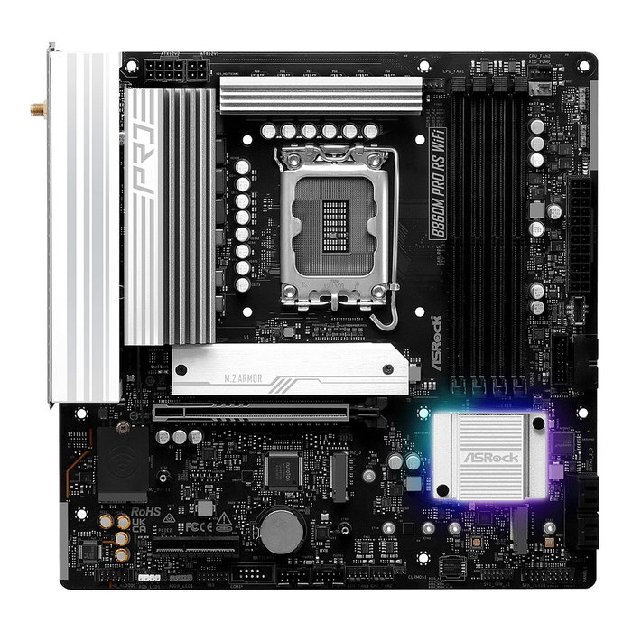 ASRock B860M Pro RS Wifi - Placa Base mATX (LGA 1851) con Wi-Fi, HDMI, DisplayPort, DDR5