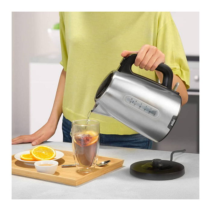 Braun WK 1500 BK PurShine Hervidor de Agua, 2200W, 1.7L, Negro y Acero Inoxidable, Filtro Antical, Apagado Automático, Base 360°