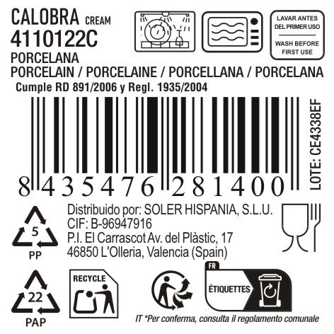La Mediterranea Bandeja Calobra Crema 33,8 x 20,3 cm (12 Unidades)