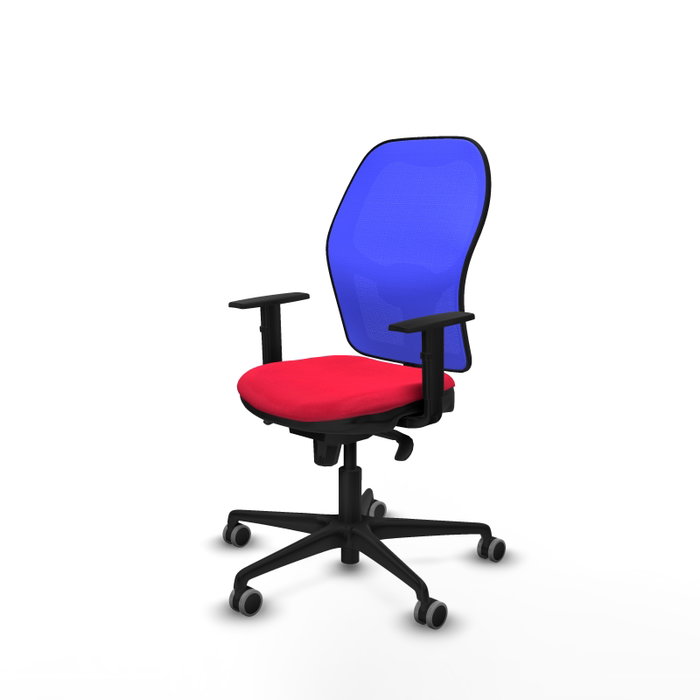 PIQUERAS Y CRESPO Silla de oficina Jorquera con mecanismo Sincro, Tela Roja y Malla Azul PIQUERAS Y CRESPO Silla de oficina Jorquera con mecanismo Sincro, Tela Roja y Malla Azul
