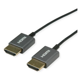 ROLINE Cable HDMI Ultra HD 4K 11.04.5938 con Ethernet, 2 metros, Ultra High Speed HDMI 2.0, HDR, 3D, 3840 x 2160p, Negro, Slim, Conectores Chapados en Oro