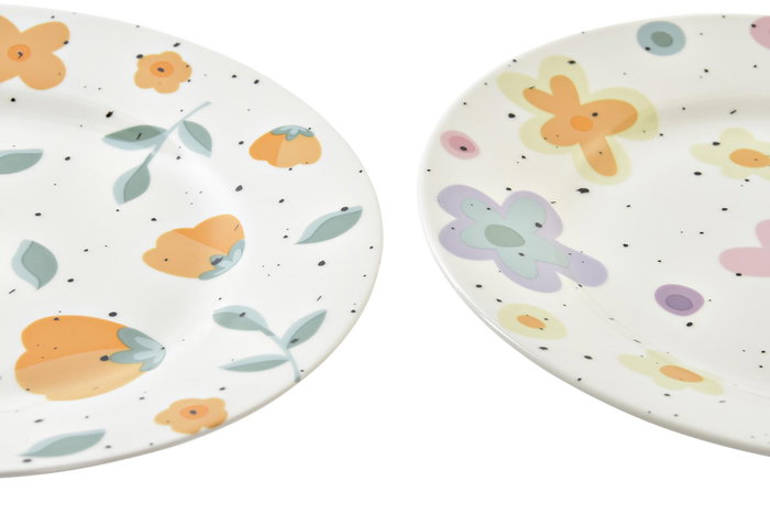 DKD Home Decor Surtido de Platos de Porcelana Flores Shengda Multicolor DKD Home Decor Surtido de Platos de Porcelana Flores Shengda Multicolor
