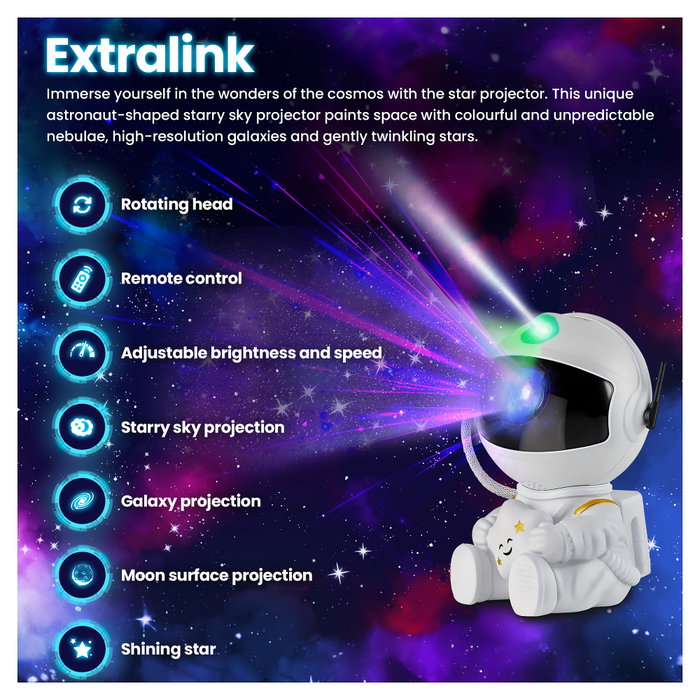 Extralink Home Mini Astronauta Proyector de Estrellas y Luz Nocturna