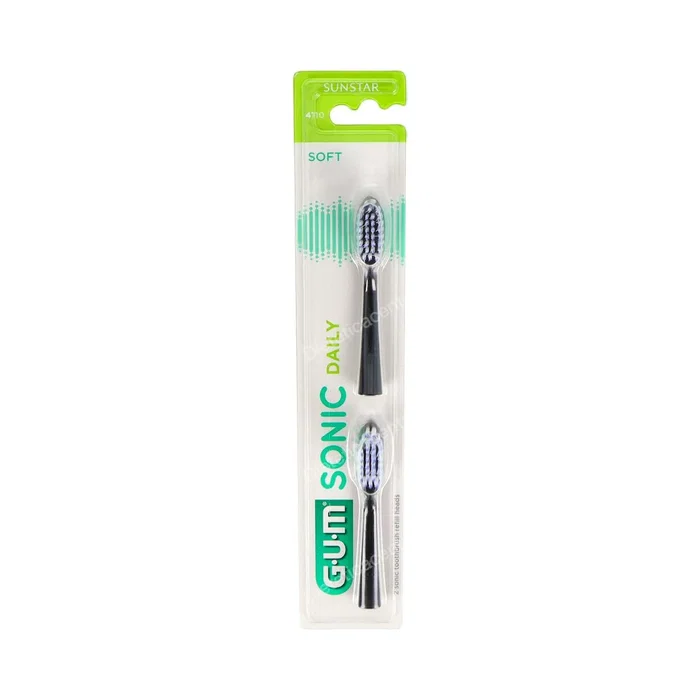 GUM Cabezal Recambio para Cepillo Eléctrico Sonic Daily - Negro - Pack de 2 Unidades GUM Cabezal Recambio para Cepillo Eléctrico Sonic Daily - Negro - Pack de 2 Unidades