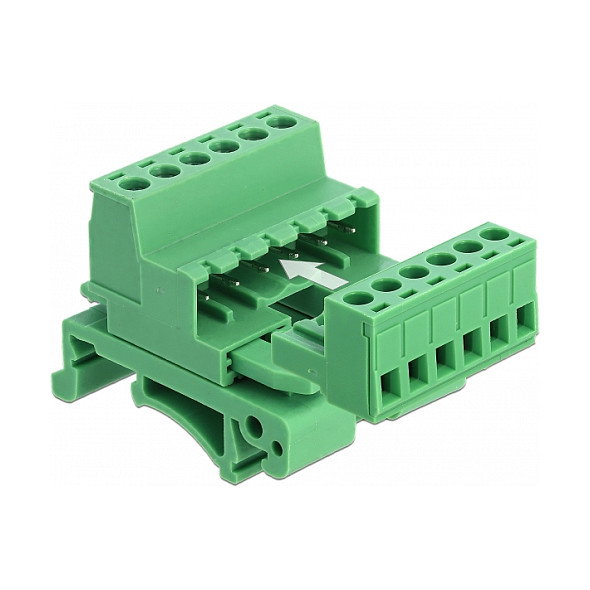 DeLOCK 66080 Bloque de terminales de 6 pines para carril DIN angular