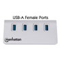 MANHATTAN Hub USB 3.0 SuperSpeed de 4 Puertos, Aluminio/Blanco
