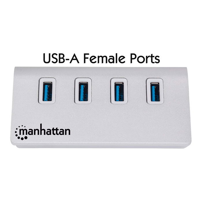 MANHATTAN Hub USB 3.0 de 4 Puertos, 5 Gbps, Aluminio