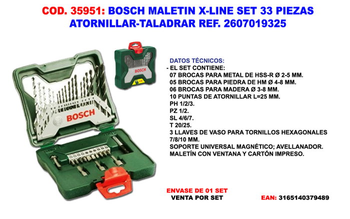 BOSCH Maletín X-Line Set 33 Piezas Atornillar-Taladra BOSCH Maletín X-Line Set 33 Piezas Atornillar-Taladra