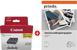 Canon PGI-35BK 3er MCVP negro con 500 hojas de papel Prindo