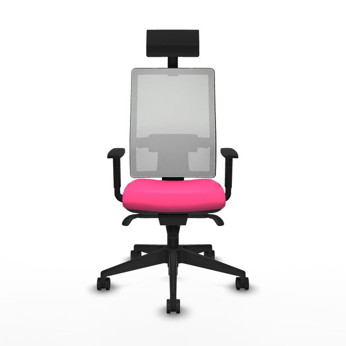 PIQUERAS Y CRESPO Silla de oficina Horna Rosa con Malla Blanca
