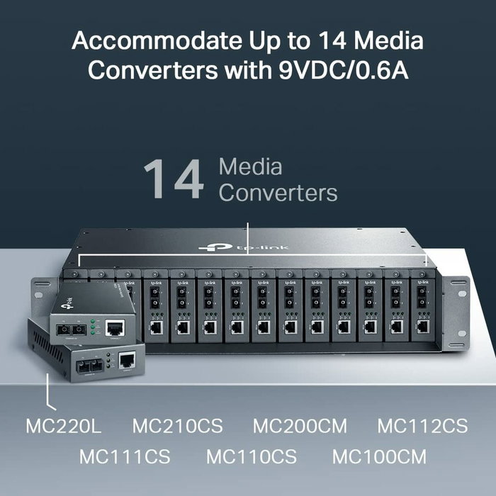 TP-Link TL-MC1400 Chasis para Convertidores de Medio de 14 Ranuras, 2U, Negro