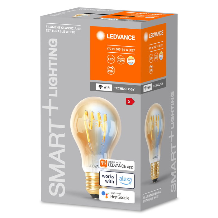LEDVANCE SMART+ Bombilla LED WiFi E27 6W 470Lm 2200-5000K Regulable Blanco Dinámico LEDVANCE SMART+ Bombilla LED WiFi E27 6W 470Lm 2200-5000K Regulable Blanco Dinámico