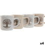 DKD Home Decor Pack de 4 Tazas de Gres Árbol de la Vida 330ml