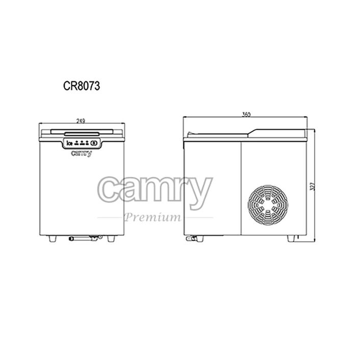 Camry Máquina de cubitos CR8073 negra, 12 kg/24h, tanque 2.2L, 35.5x25x32 cm, 74-87W, apagado automático