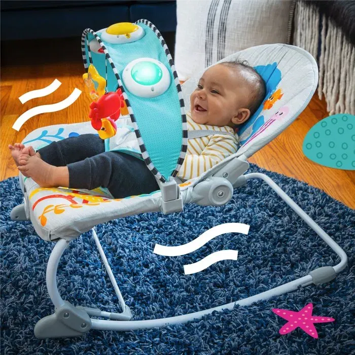 BABY EINSTEIN BE74451167872 Tumbona Columpio Ocean Explorers Musical Rocker para Niños de 0 a 30 Meses